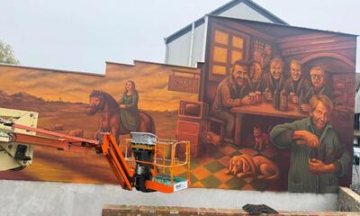 Muurschildering Jabbeke Dorpsstraat